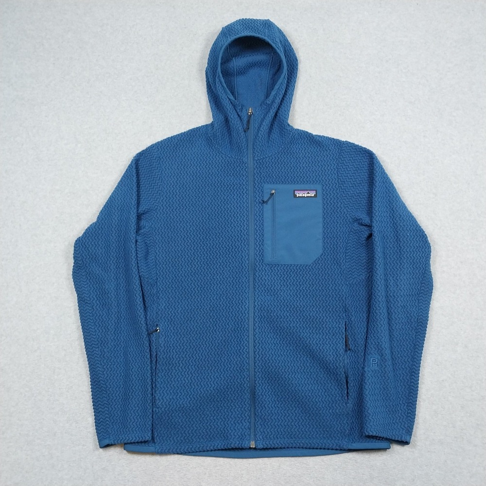 Patagonia R1 Air Hoody Mens Medium Blue Full Zip Hiking Fleece Hooded Jacket